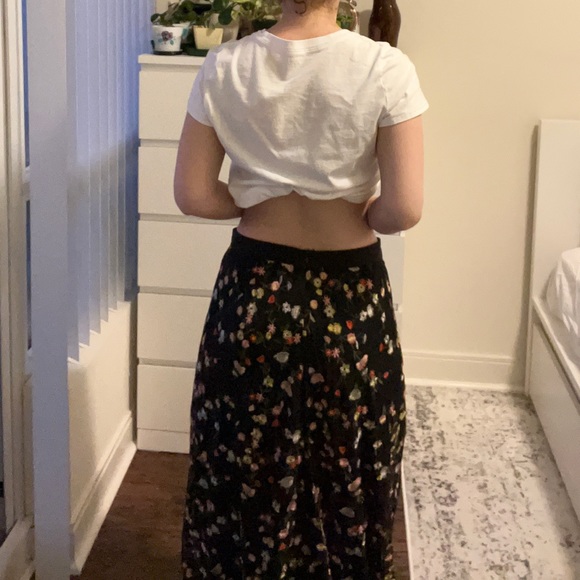 Black Tulle Floral Maxi Skirt L - Picture 5 of 5